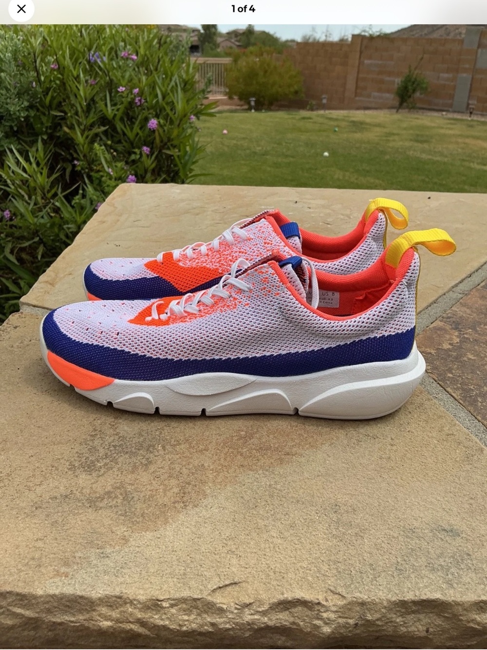 Clear Weather Venomend Breathable Men Sneakers - Pink & Blue with Orange Accents